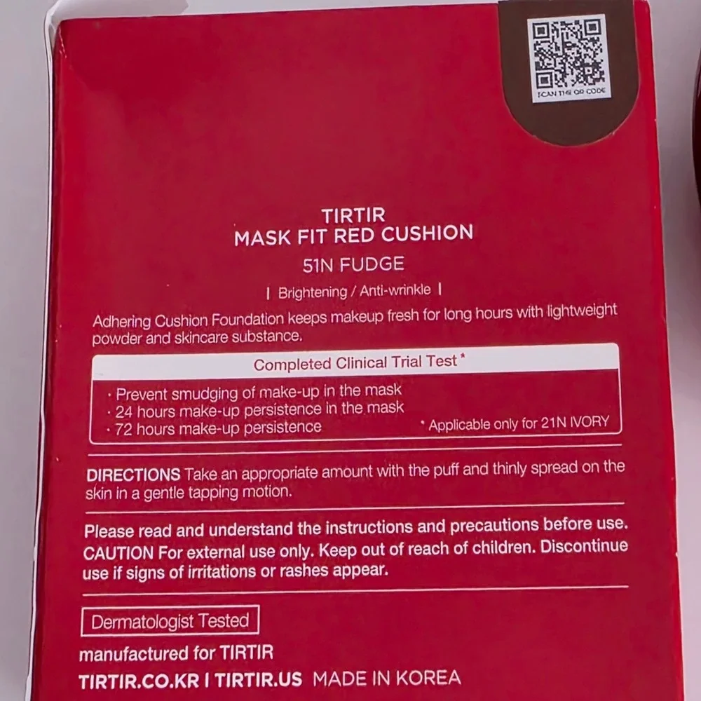 TIRTIR Mask Fit Red Cushion Foundation 51N Fudge 0.63 oz K-Beauty Mask Shield